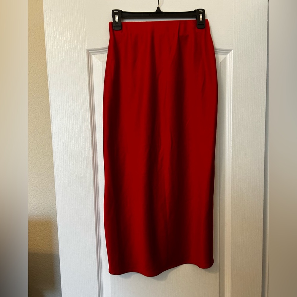 Elegant Red Silk Women's Skirt